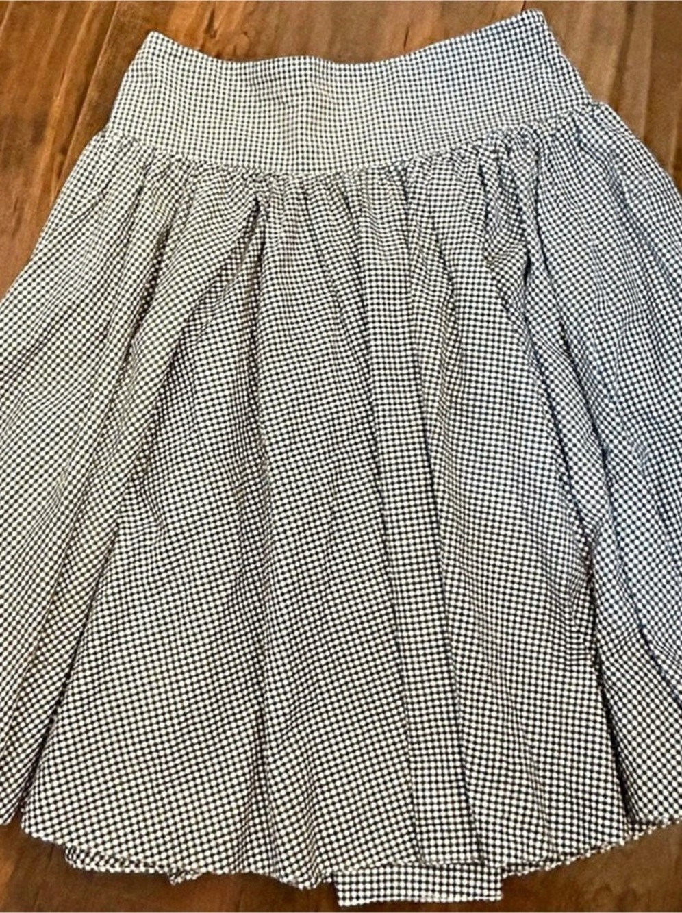 VTG Ralph Lauren Blue Label Navy Gingham Pleated Midi Skirt Cotton Size 6 90s